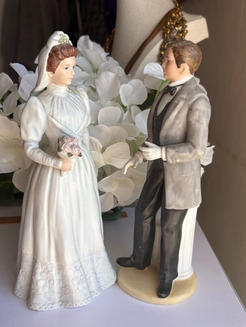 Vintage Bride and Groom Wedding Figurines | Porcelain Bisque | Bridal Decor